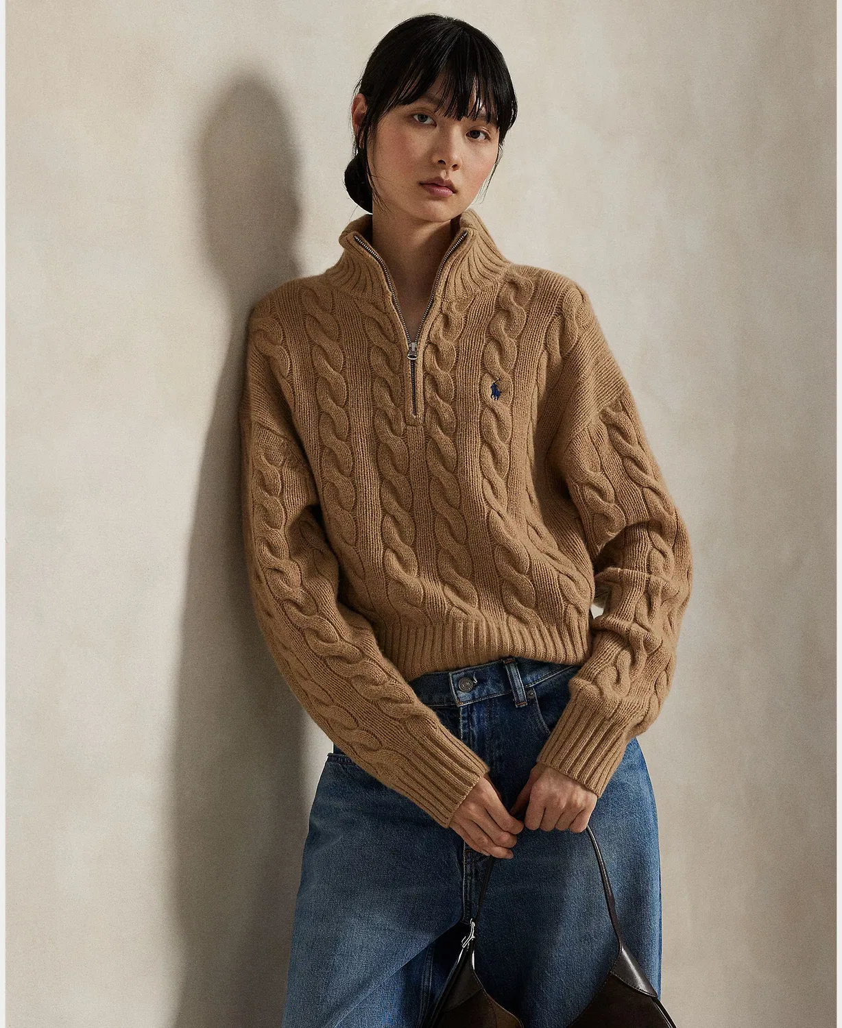 Женский джемпер из шерсти, Cachemira Punto Ochos, Polo Ralph Lauren, светло-коричневый