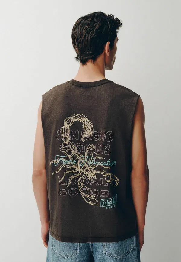 Топ с вышивкой Regular fit - washed tank top graphic vest - top Next, Brown, коричневый
