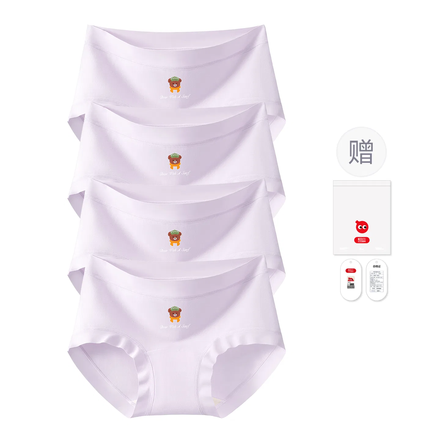 Детский комплект трусов для девочек 100% хлопок Red bean, Purple