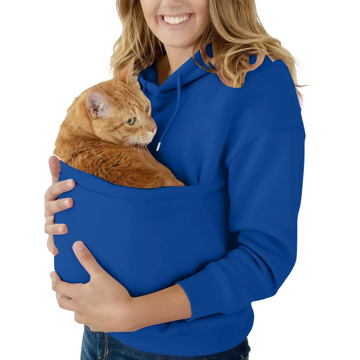 Женский худи с кенгуру-карманом Cat Hoodie, z21 blue — фото 4