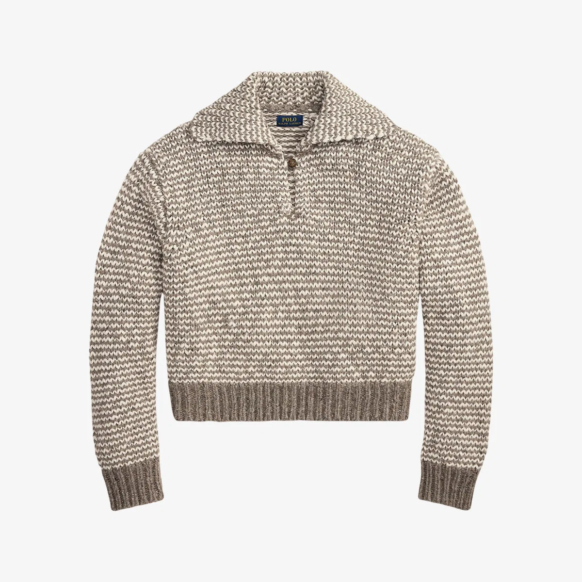 Вязаный джемпер из смеси хлопка и шерсти Polo Ralph Lauren, серый/кремовый