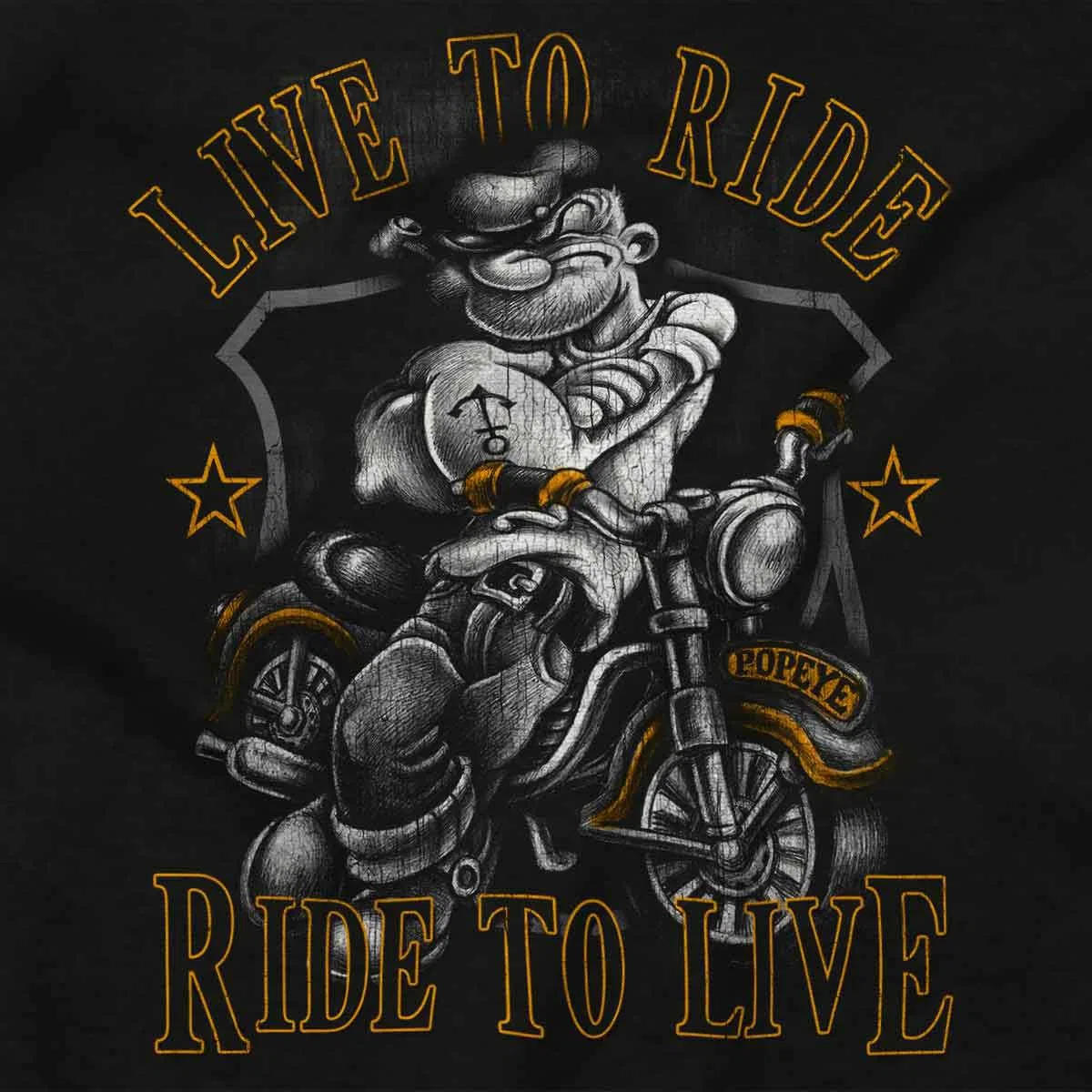 Детское боди для мальчиков с принтом Popeye Biker Live To Ride Brisco Brands, Black — фото 2