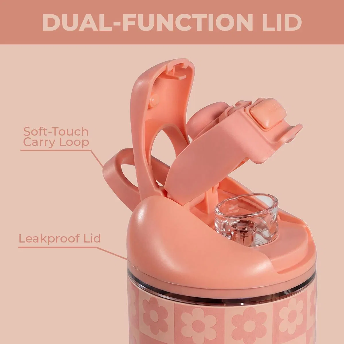 Детская бутылка для воды 0,4 л с трубочкой и поильником Ease2o HydroJug, Daisy Checkers — фото 4