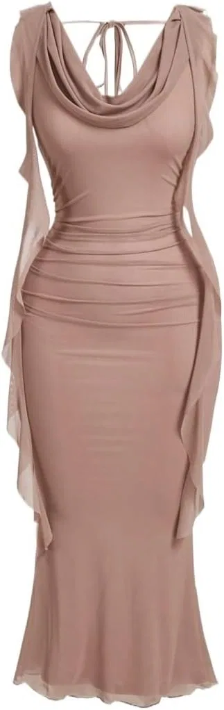 Женское элегантное платье миди sleeveless bodycon, Dusty Pink