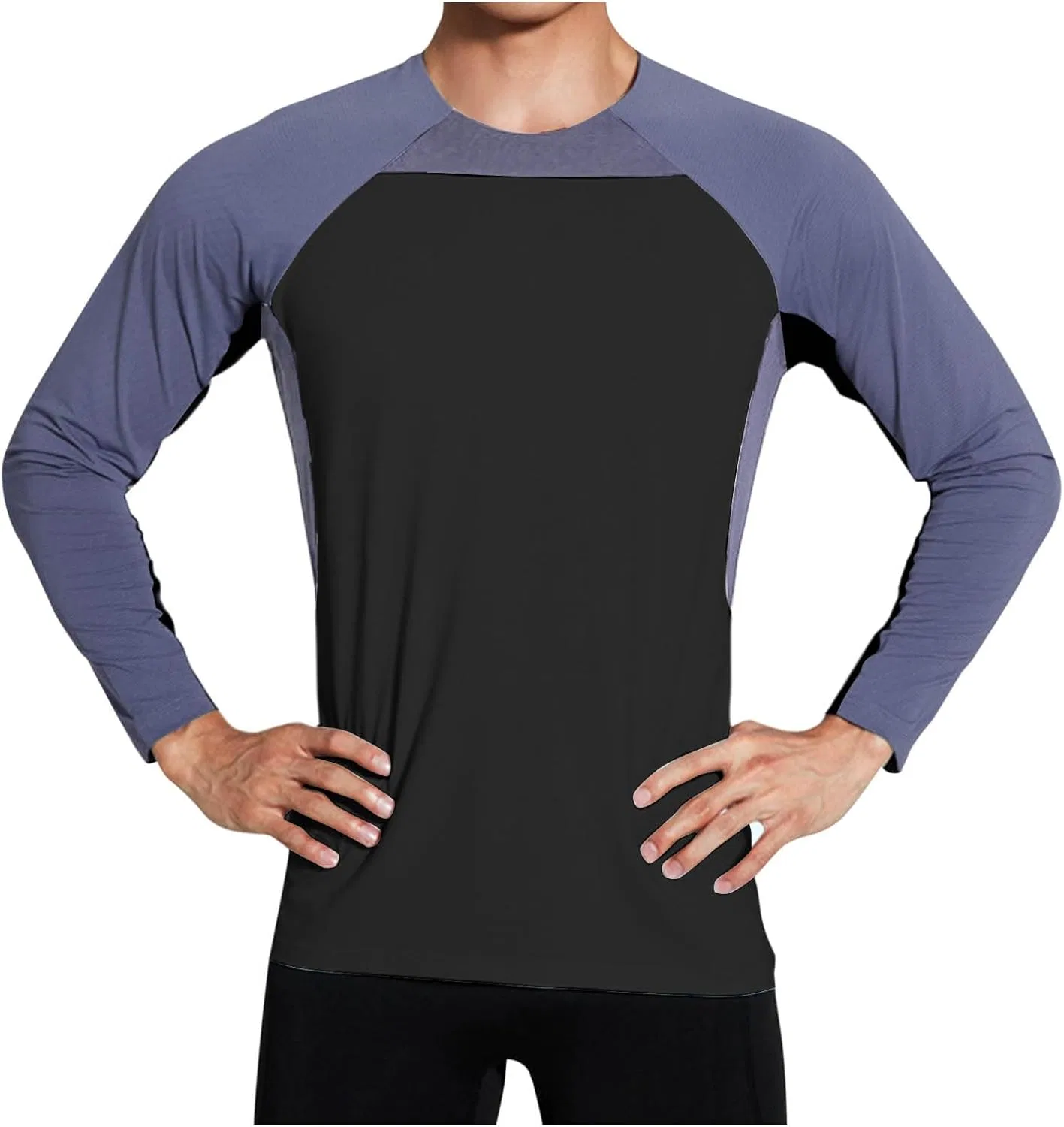 Мужская спортивная футболка с длинным рукавом UPF 50+, Black