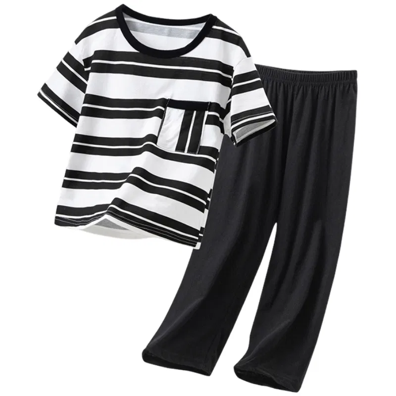 Детский комплект из футера в полоску Black White Stripes YALU