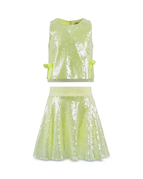 Детский комплект для девочек с пайетками Sunny Sequin Bow Top & Skirt Set Lola + The Boys, желтый