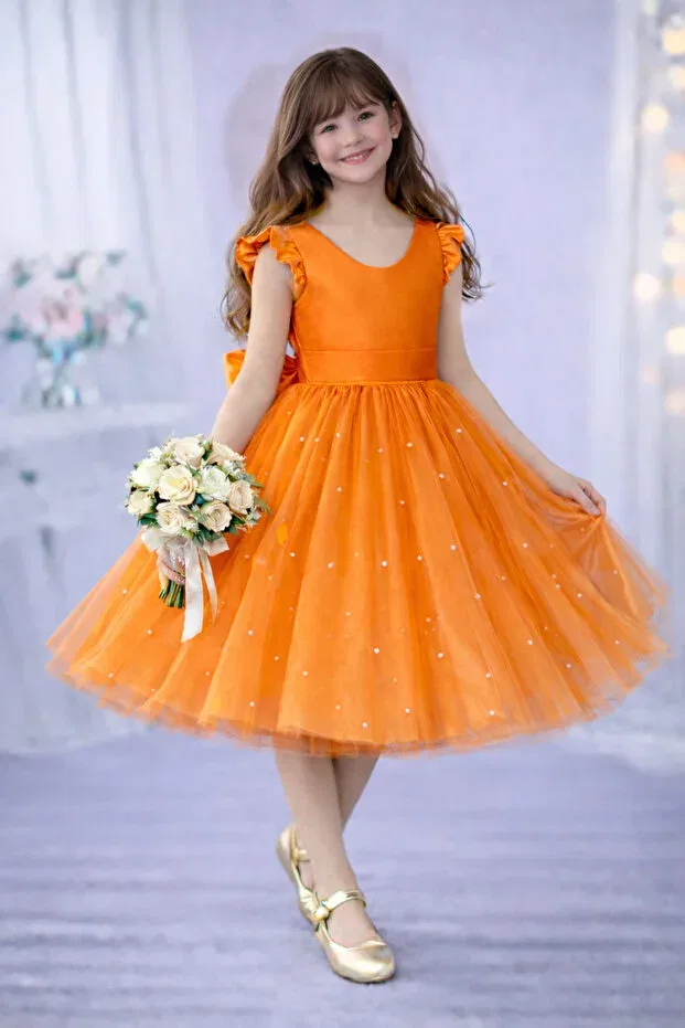 Детское платье для девочек с воланами Madyabutik, Orange