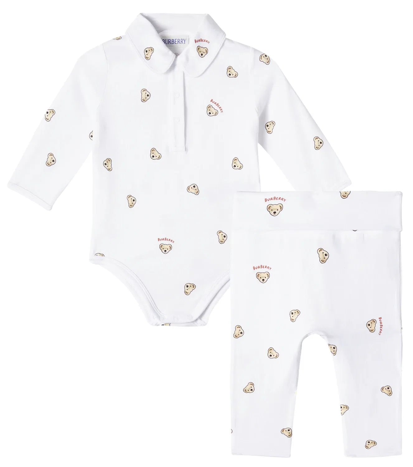 Комплект боди и леггинсов с логотипом Burberry Kids, белый