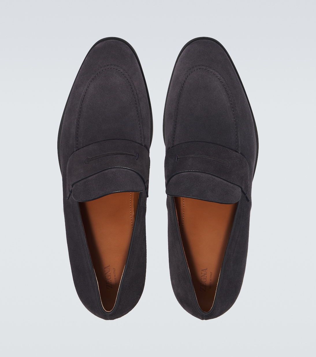 Новые классические кожаные пенни-лоферы Zegna, темно-синий — фото 4