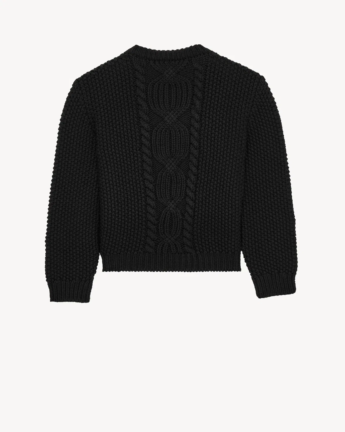 Свитер с круглым вырезом из шерстяного трикотажа SAINT LAURENT, черный — фото 2