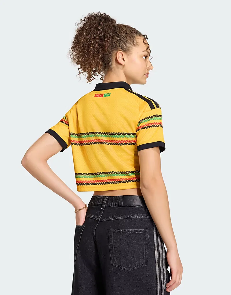 Укороченная домашняя футболка Adidas performance Jamaica 26 x Bob Marley, золотой — фото 4