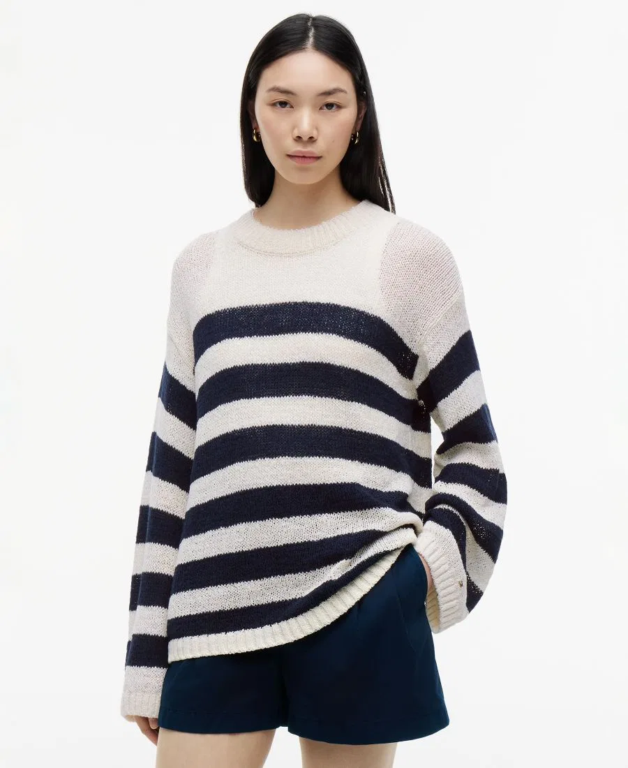 Свитер из хлопка с принтом Tommy Hilfiger, Wide Stripe Ivory Petal/ Dark Night Navy