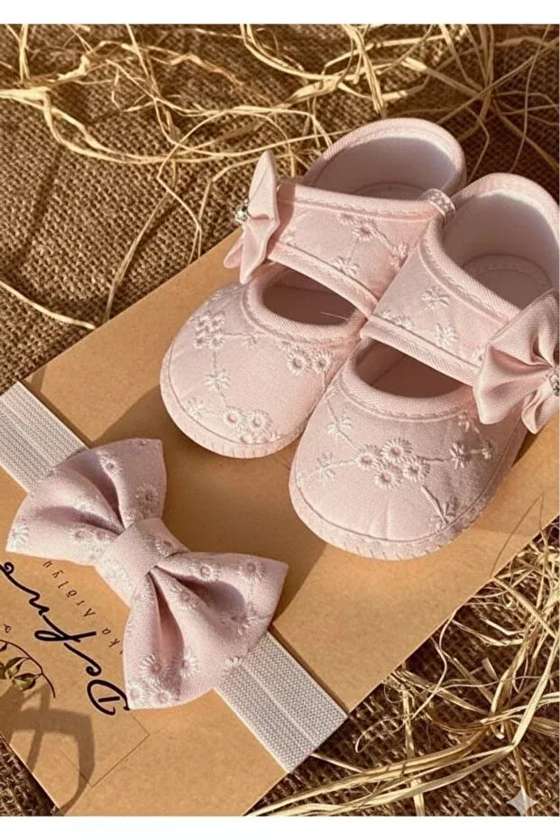 Детские пинетки для девочек с бантиком Vavbaby, Pink — фото 4