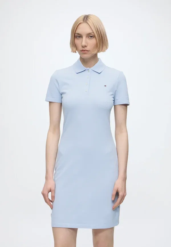Платье-поло хлопковое Pique polo - t-shirt dress Tommy Hilfiger, Breezy Blue, синий