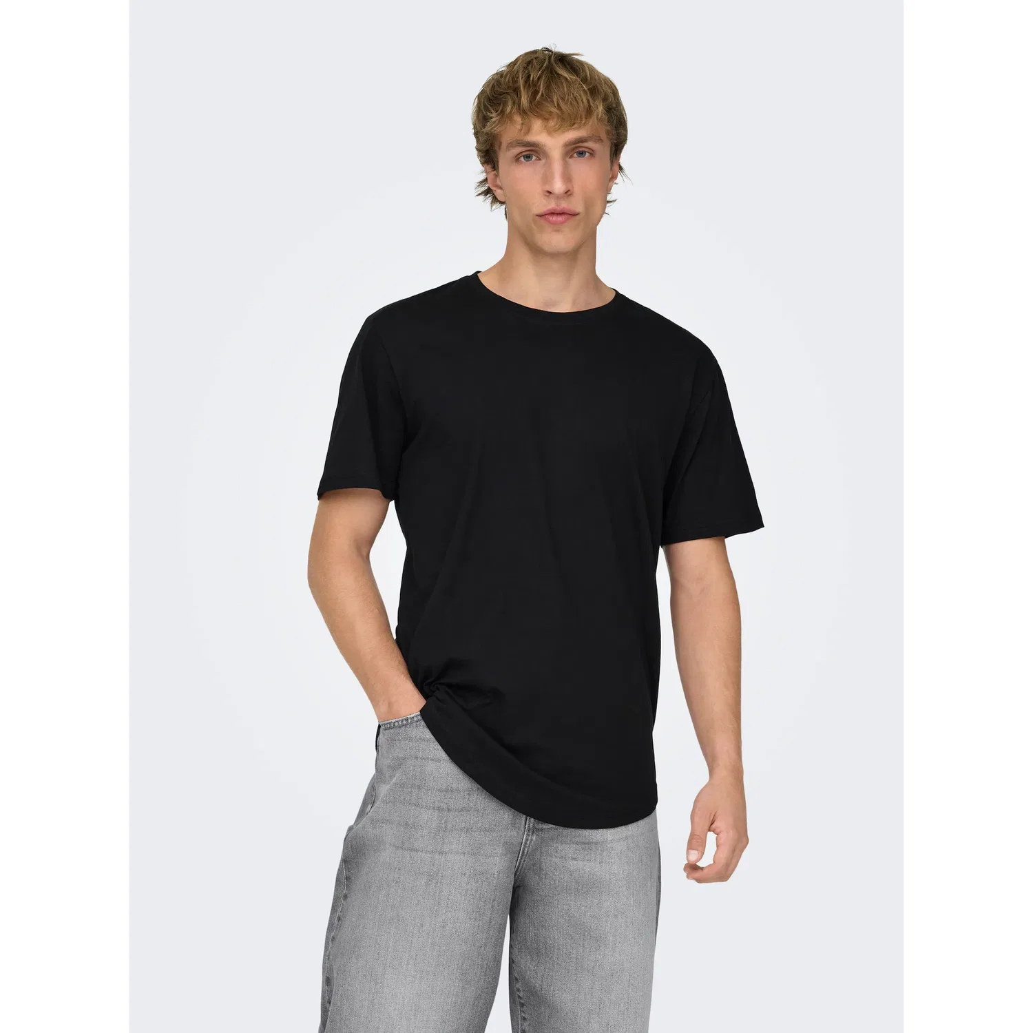Детская футболка с длинным кроем Only & Sons, Black — фото 2