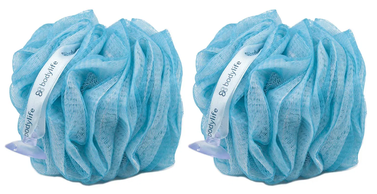 Эксфолиирующая мочалка для тела Bodylife, набор 2 шт, 55 г, Blue, White