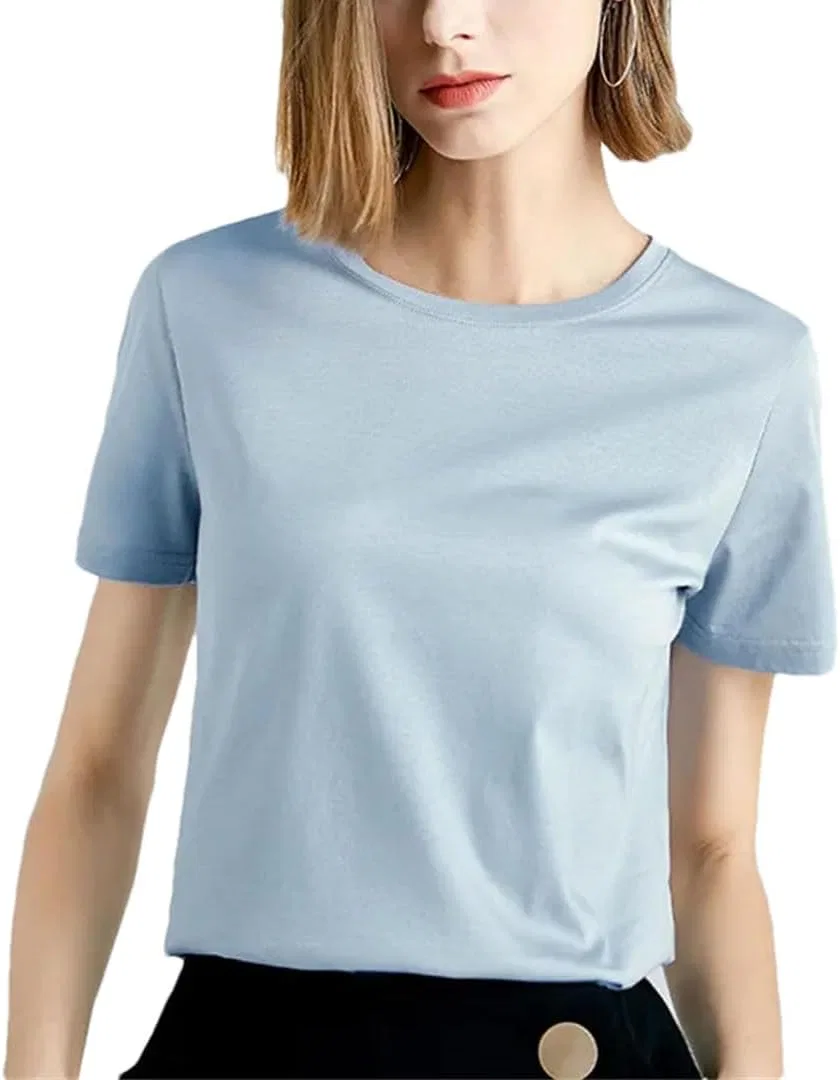 Женская классическая футболка с V-образным вырезом Cotton, Light Blue