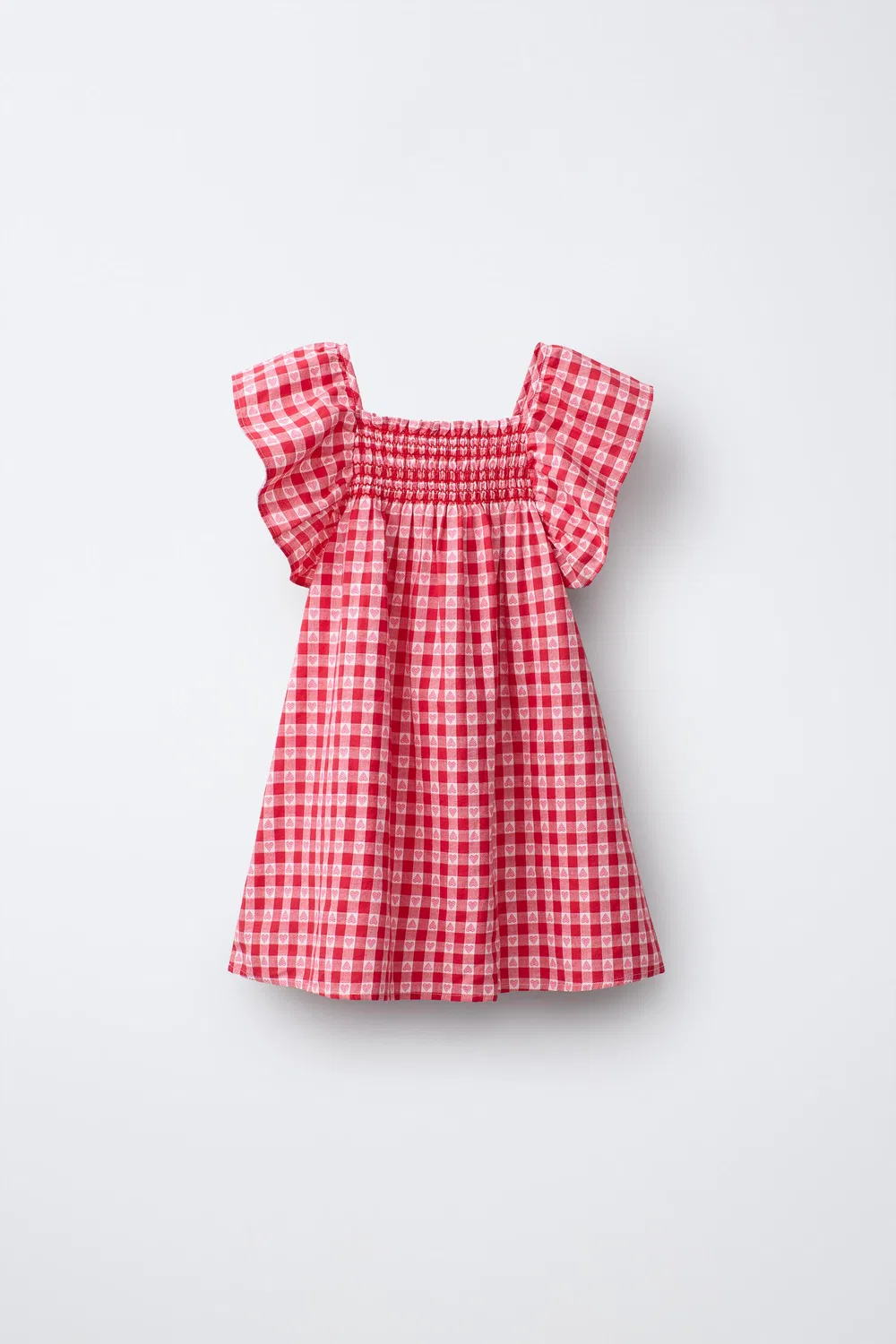 Платье в клетку и с принтом в виде сердечек ZARA, Red