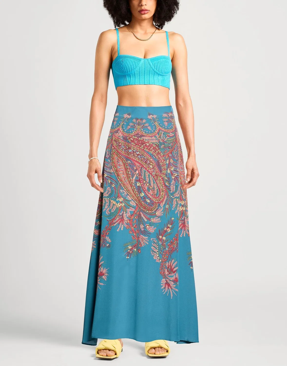 Женская юбка-клеш с принтом Paisley Etro, Deep Teal — фото 2