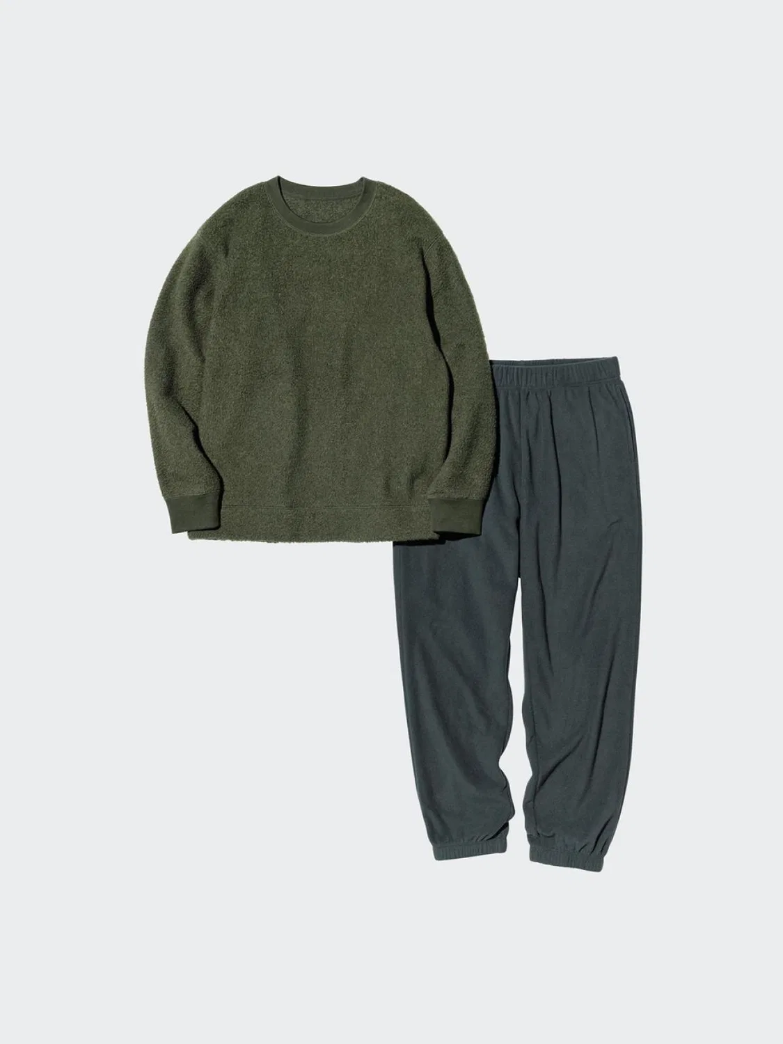 Комплект мужской флисовый с длинным рукавом Uniqlo, темно-оливковый