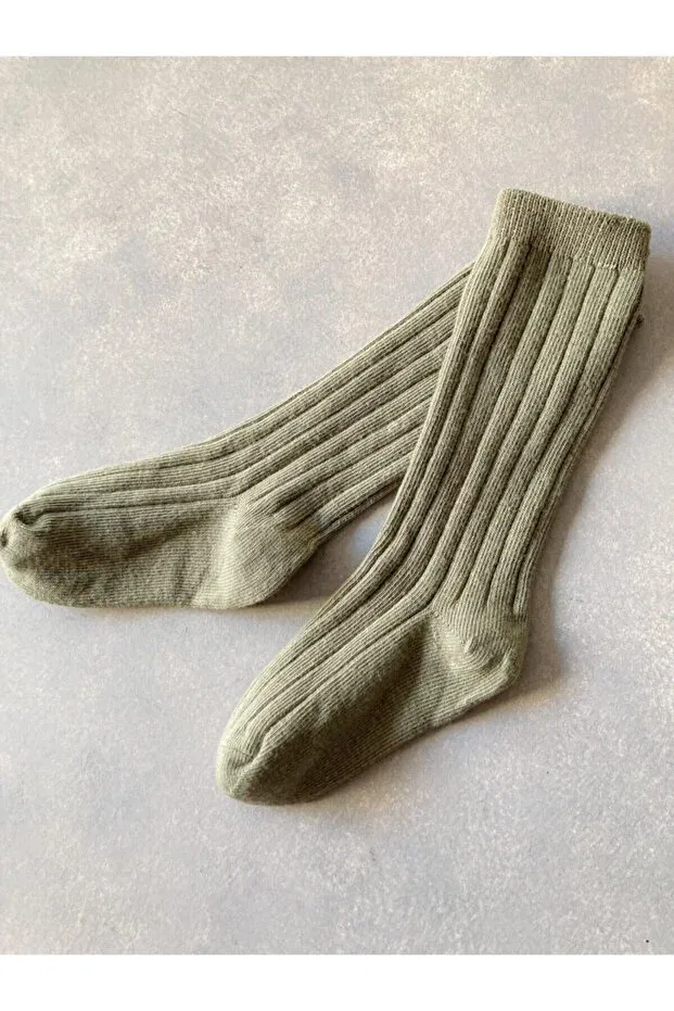Детские носки для девочек хлопковые Knee Socks Li Puna, Khaki — фото 2