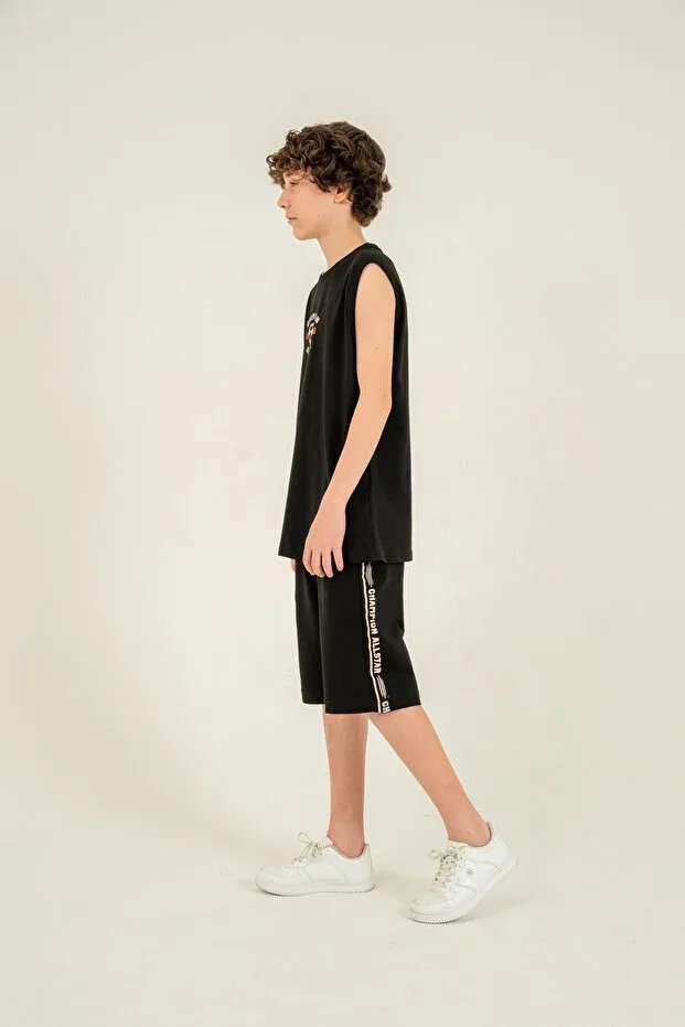 Детский комплект для мальчиков с принтом Champion allstar 1990 Mışıl Kids, Black — фото 3