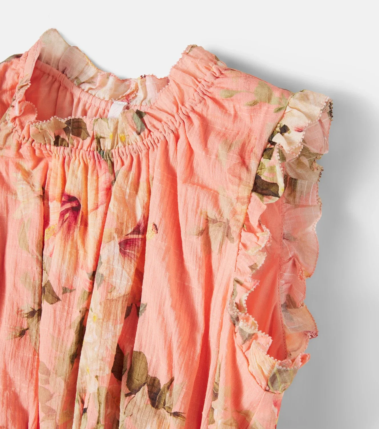 Платье хлопковое с цветочным принтом Zimmermann Kids, розовый — фото 4