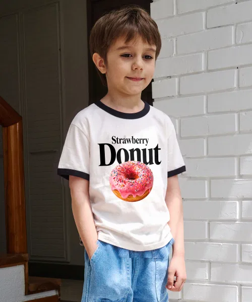 Детская футболка с принтом Donut Ringer BEACHESAND CREAM KIDS, Navy — фото 2