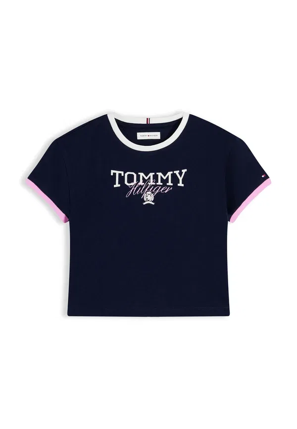 Футболка с принтом Crest tee Tommy Hilfiger dark night темно-синий — фото 4