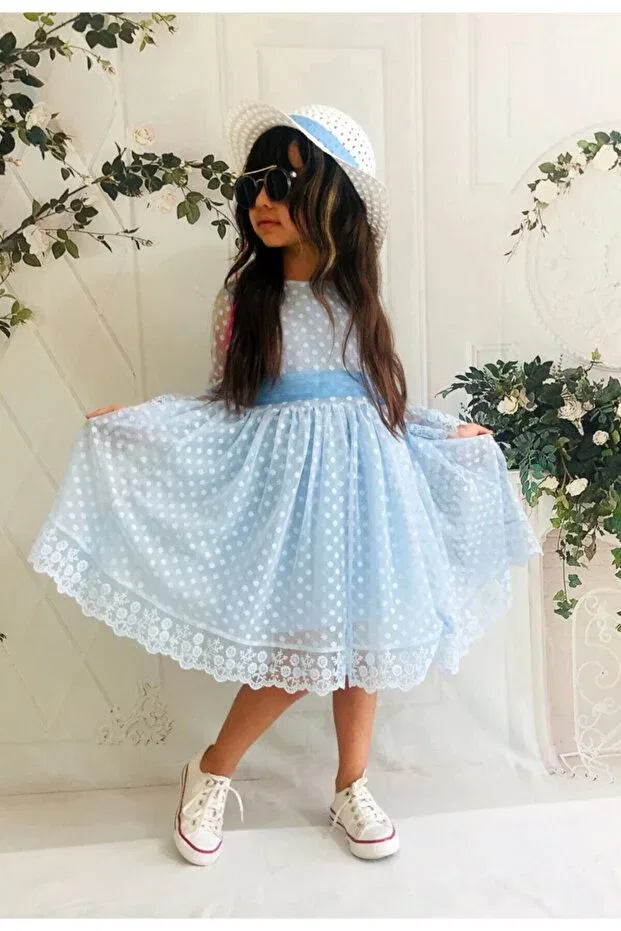 Детское платье для девочек кружевное Delfini Kids, Blue