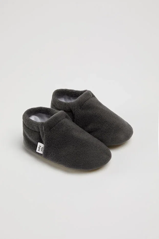 Детские пинетки из флиса на плоской подошве Babyzilla, Dark Anthracite