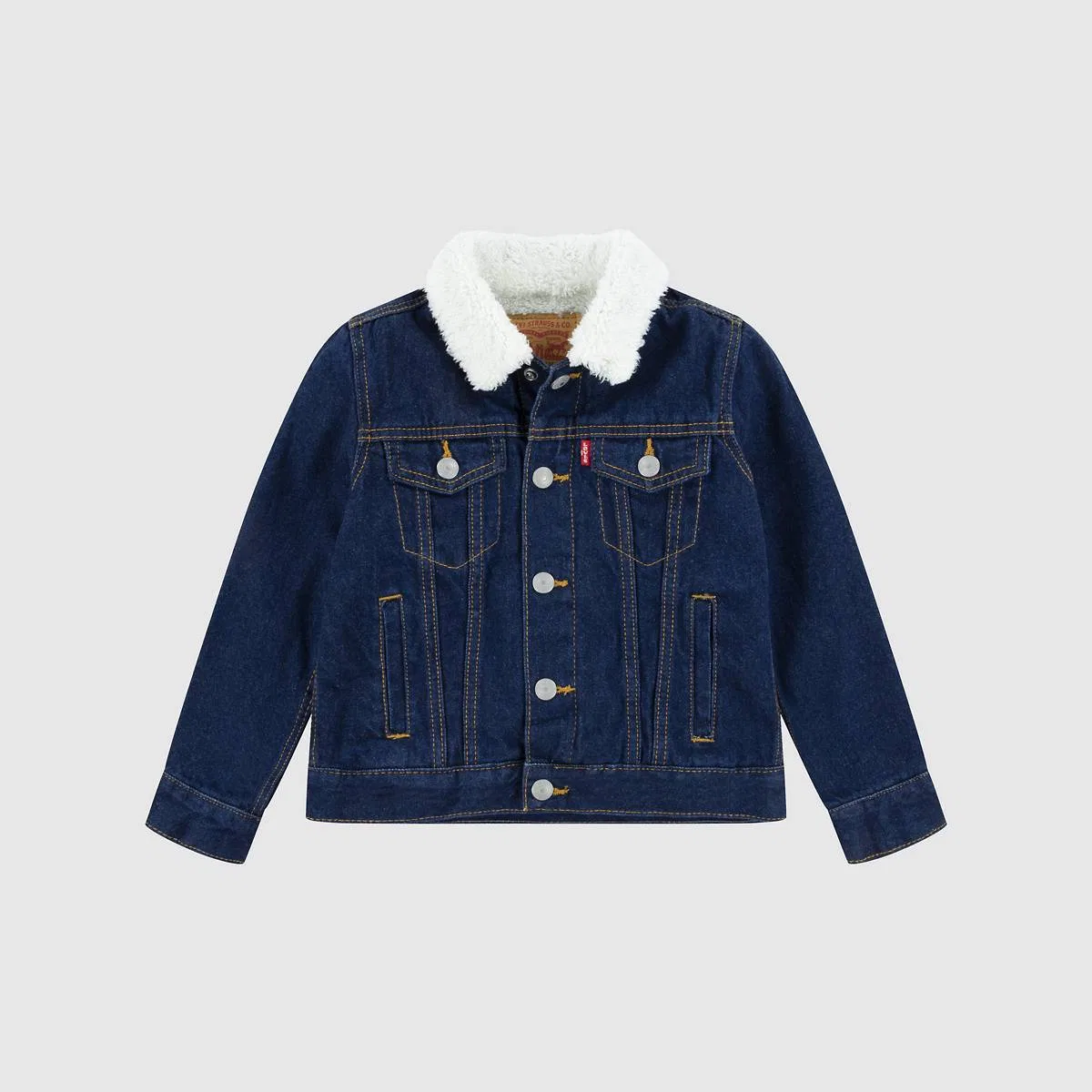 Джинсовая куртка-тракер с подкладкой «шерпа» для мальчиков 4-7 лет Levi's, Pearson - Blue