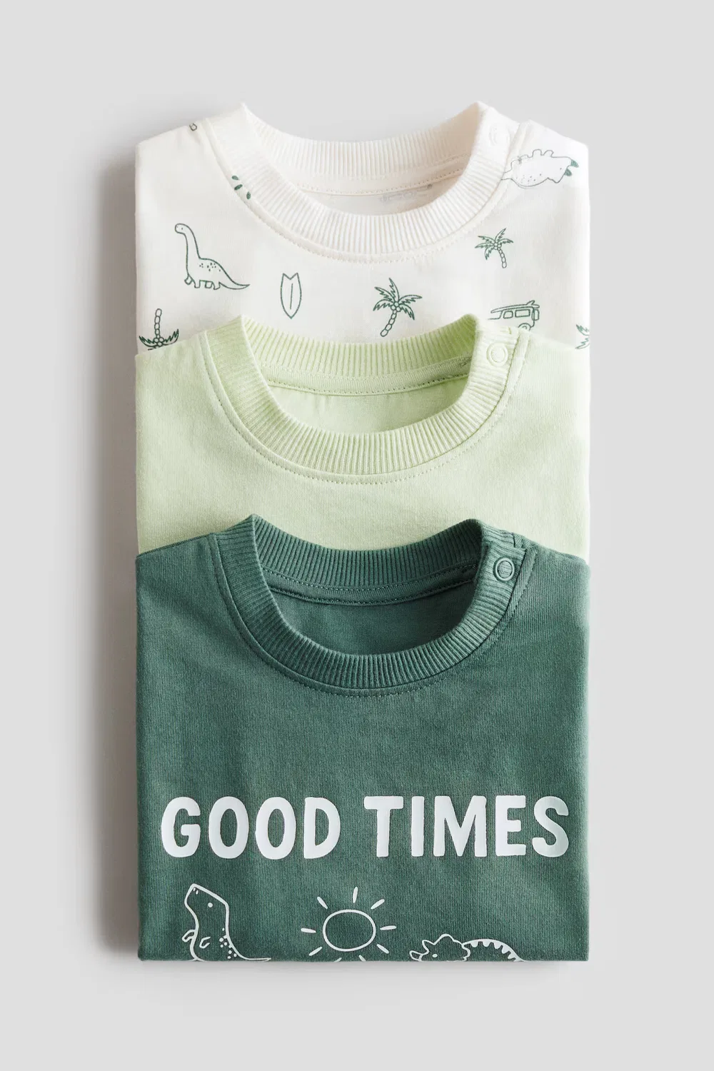 Набор из 3 хлопковых футболок H&M, Grün/Good Times — фото 2