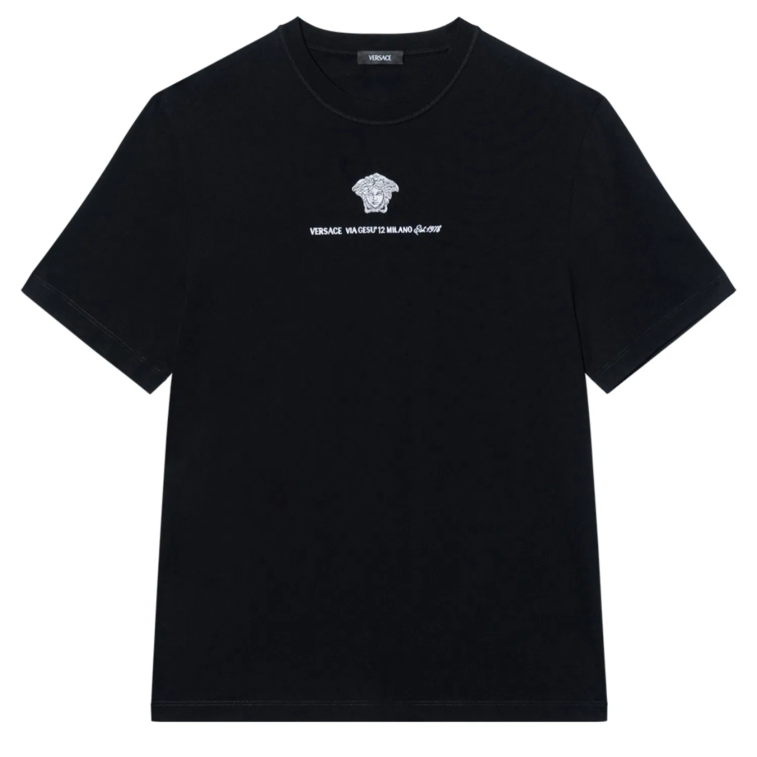 Футболка с вышитым логотипом, VERSACE, Black