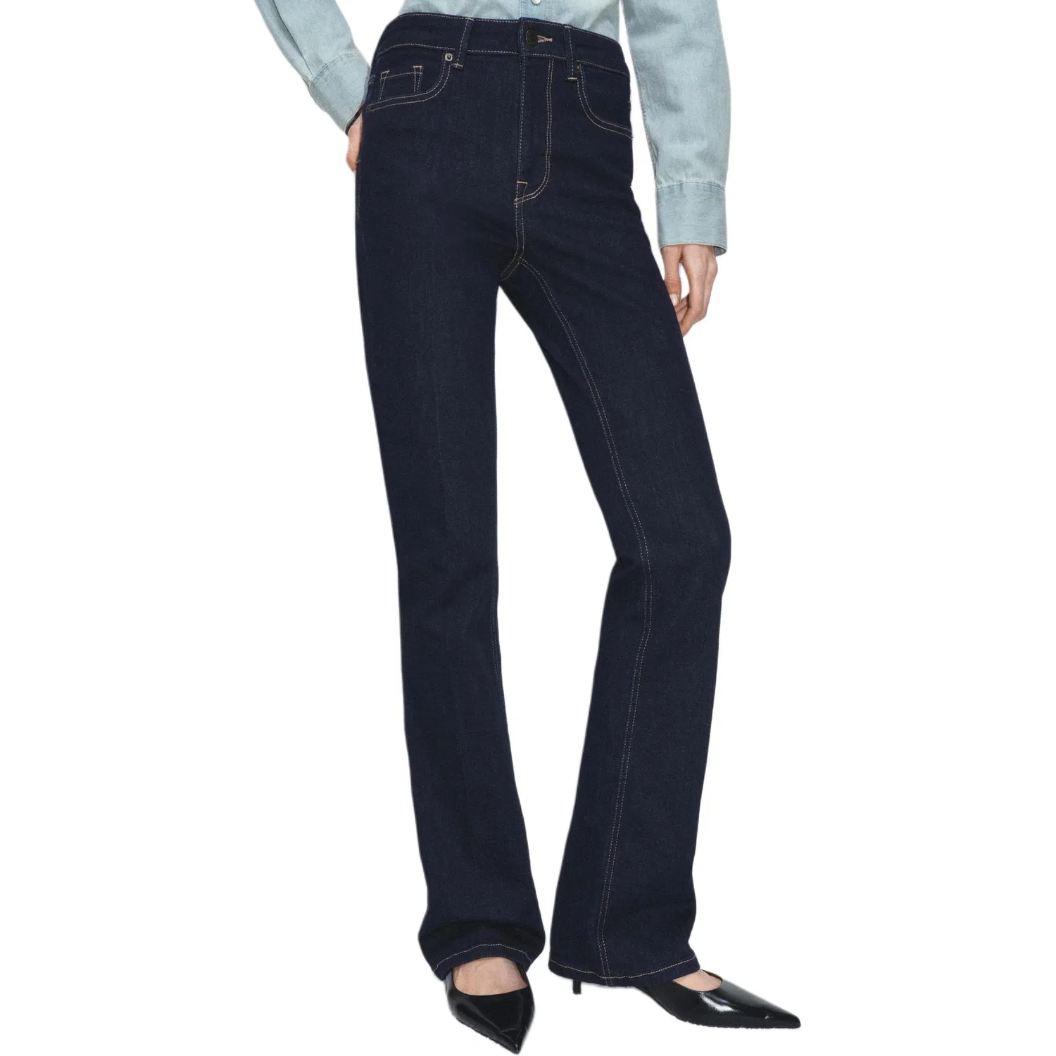 ZARA Женские джинсы клеш ZW Jeans, Blue — фото 4