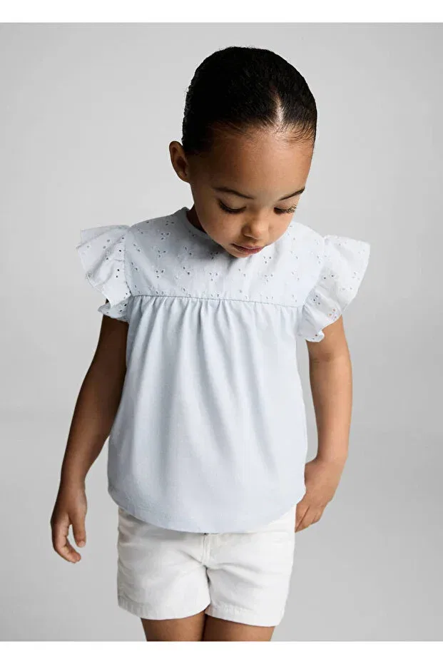 Детская футболка с воланами Mango Baby, Sky Blue