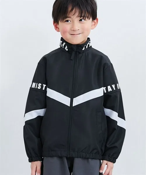 Детская куртка с принтом Stand Collar Jacket QUNTSTYLE, Black — фото 2