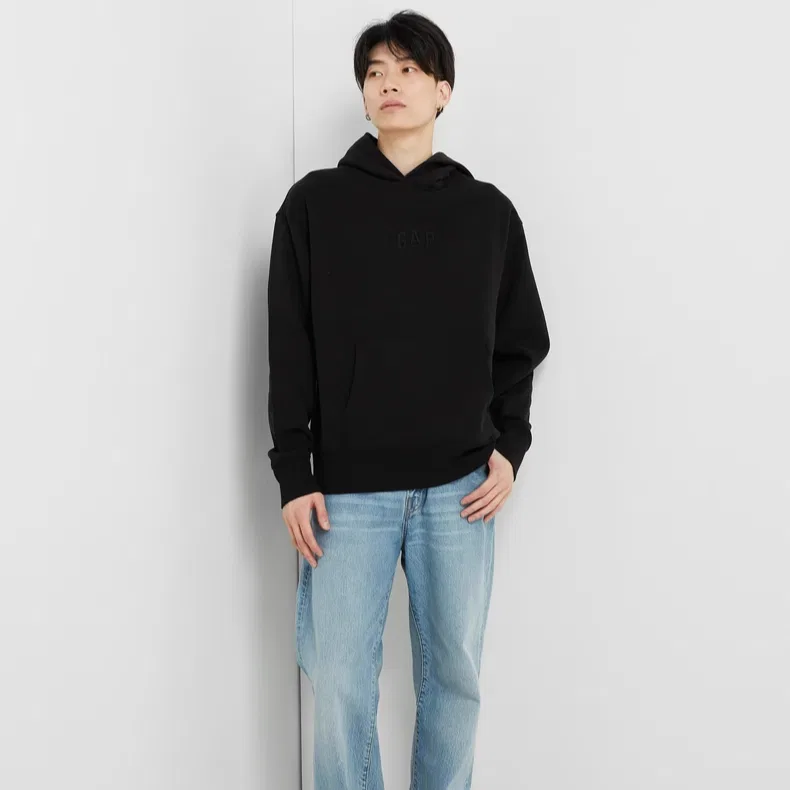 Женский свитшот свободного кроя с флисовой подкладкой GAP, Black Velvet — фото 3