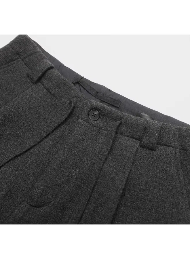 Брюки свободного кроя из шерстяной смеси Zara, темно-серый — фото 4