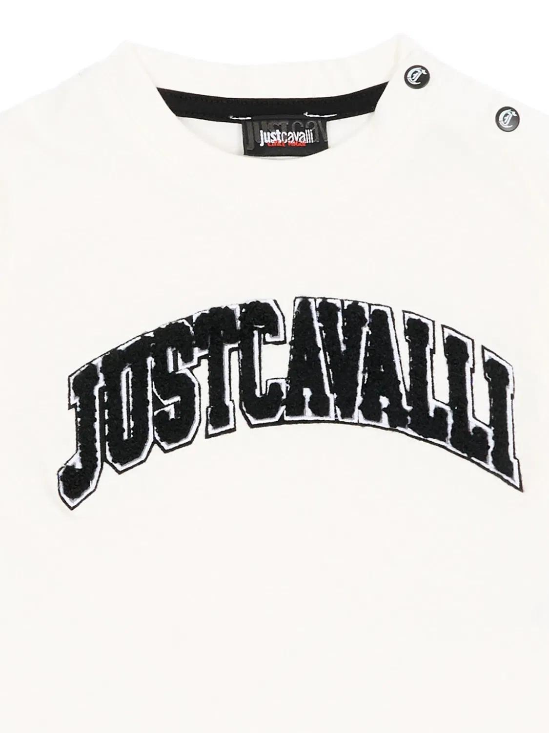 Футболка на кнопках с логотипом Just Cavalli Kids, нейтральные цвета — фото 3