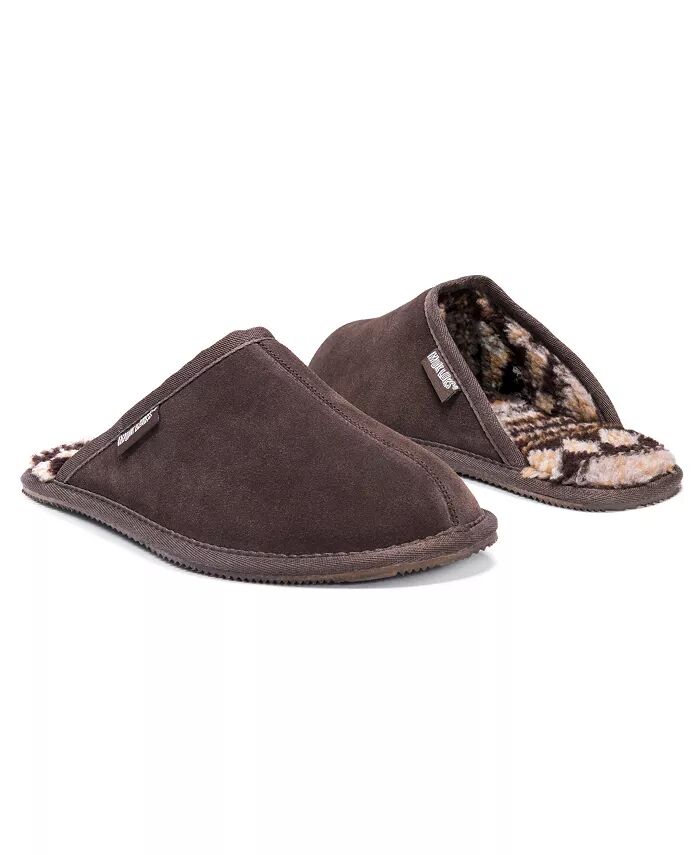 Мужские туфли Dave Printed Berber Suede Scuff, шоколадный, 11 MUK LUKS, коричневый — фото 2