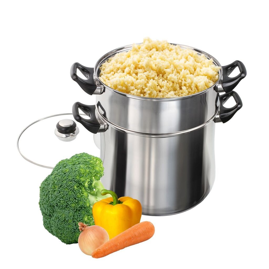 

Кастрюля LIVOO CousCous, индукционная кастрюля со стеклянной крышкой, 12 литров, нержавеющая сталь MEP119