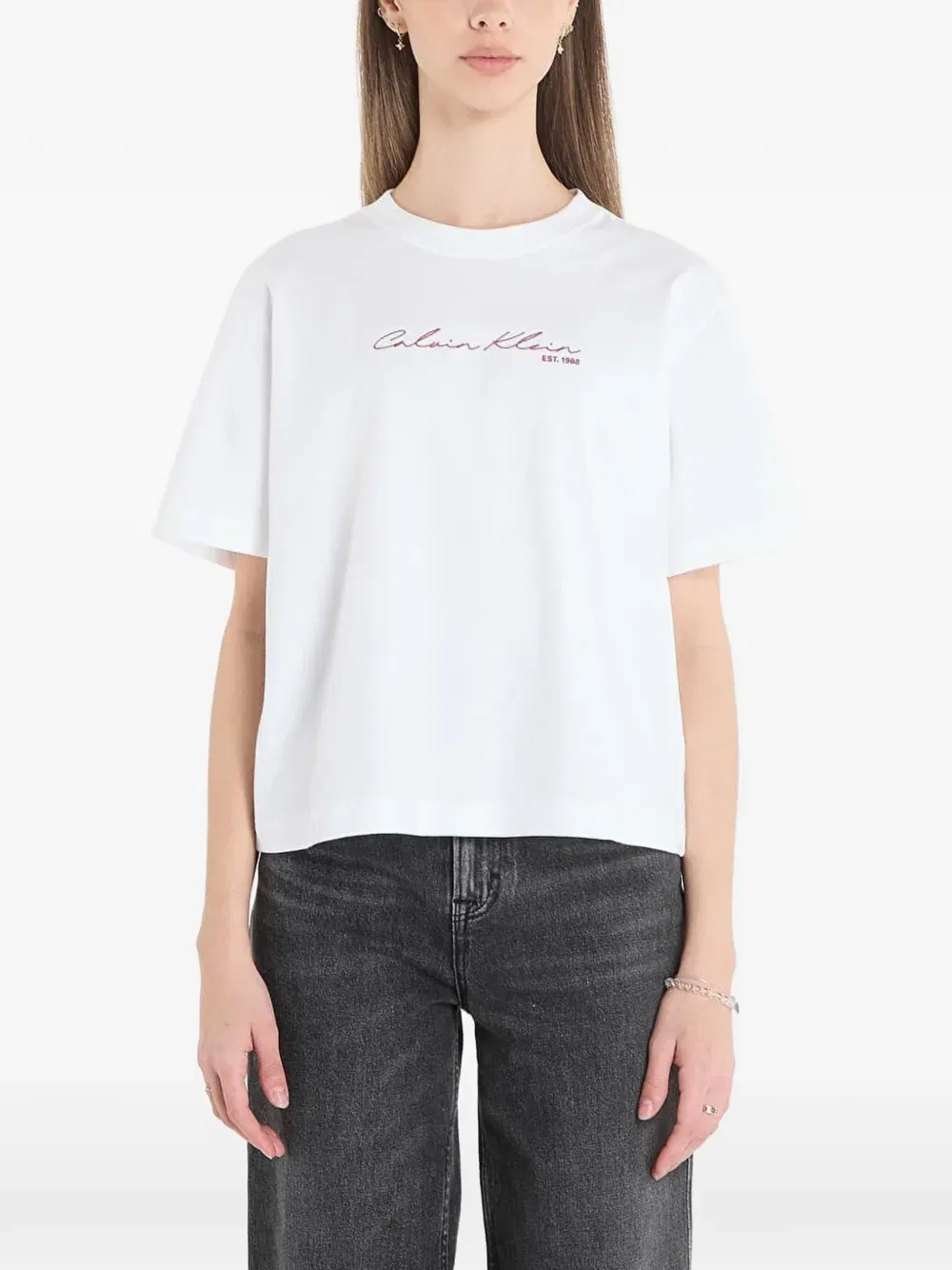 Футболка свободного кроя с графическим принтом Calvin Klein, белый