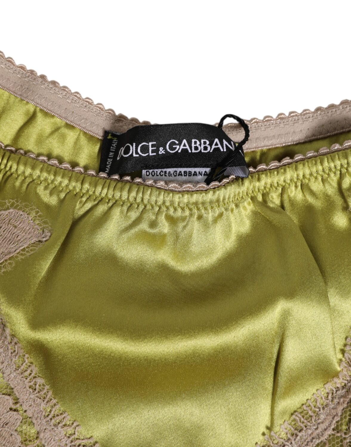 Новое нижнее белье из зеленого шелкового атласа с кружевной отделкой Dolce & Gabbana, зеленый — фото 2