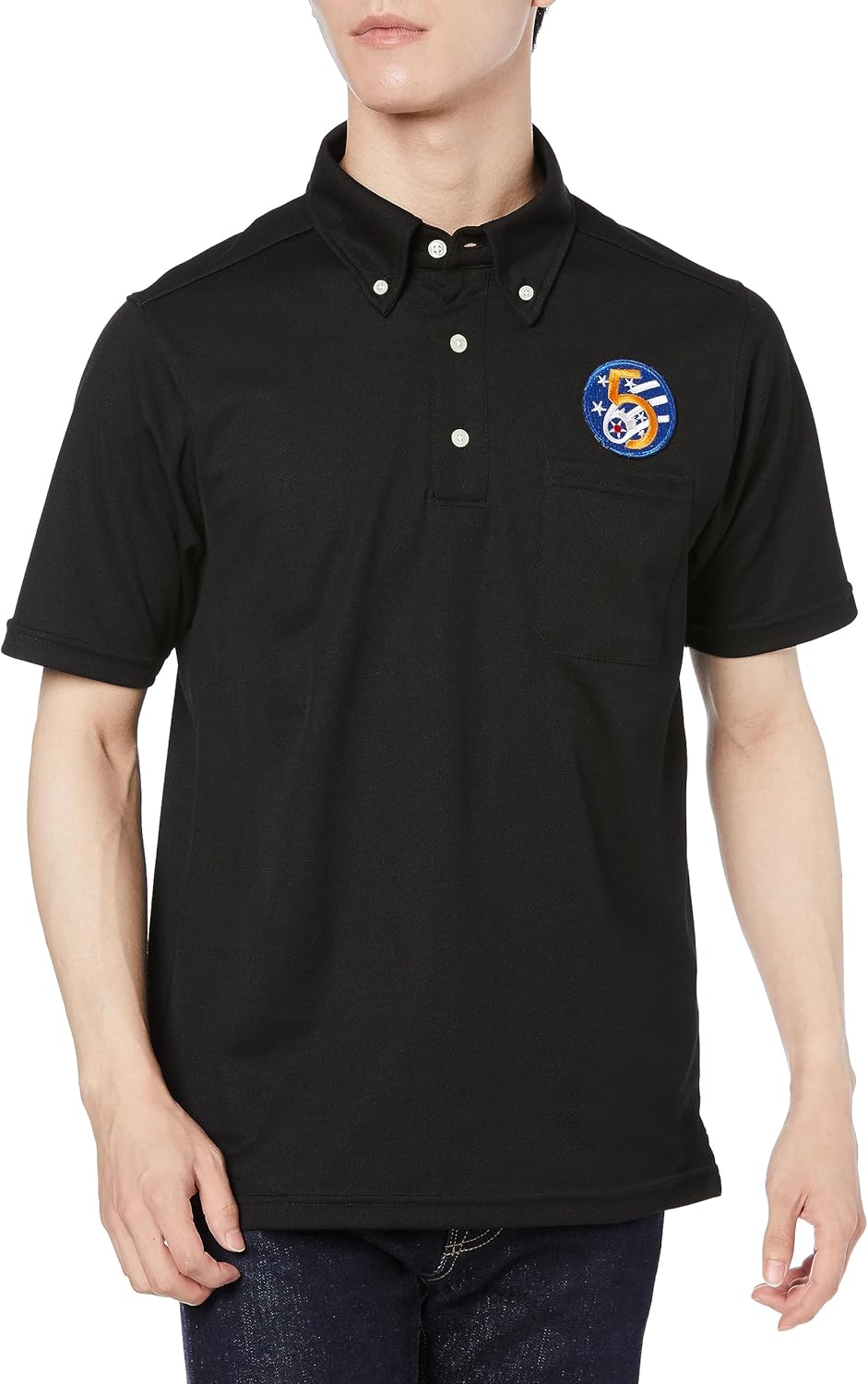 

Поло F-Style F-SD021123, эмблема армии США, влагоотводящая, быстросохнущая, с карманами, с коротким рукавом, на пуговицах, черная