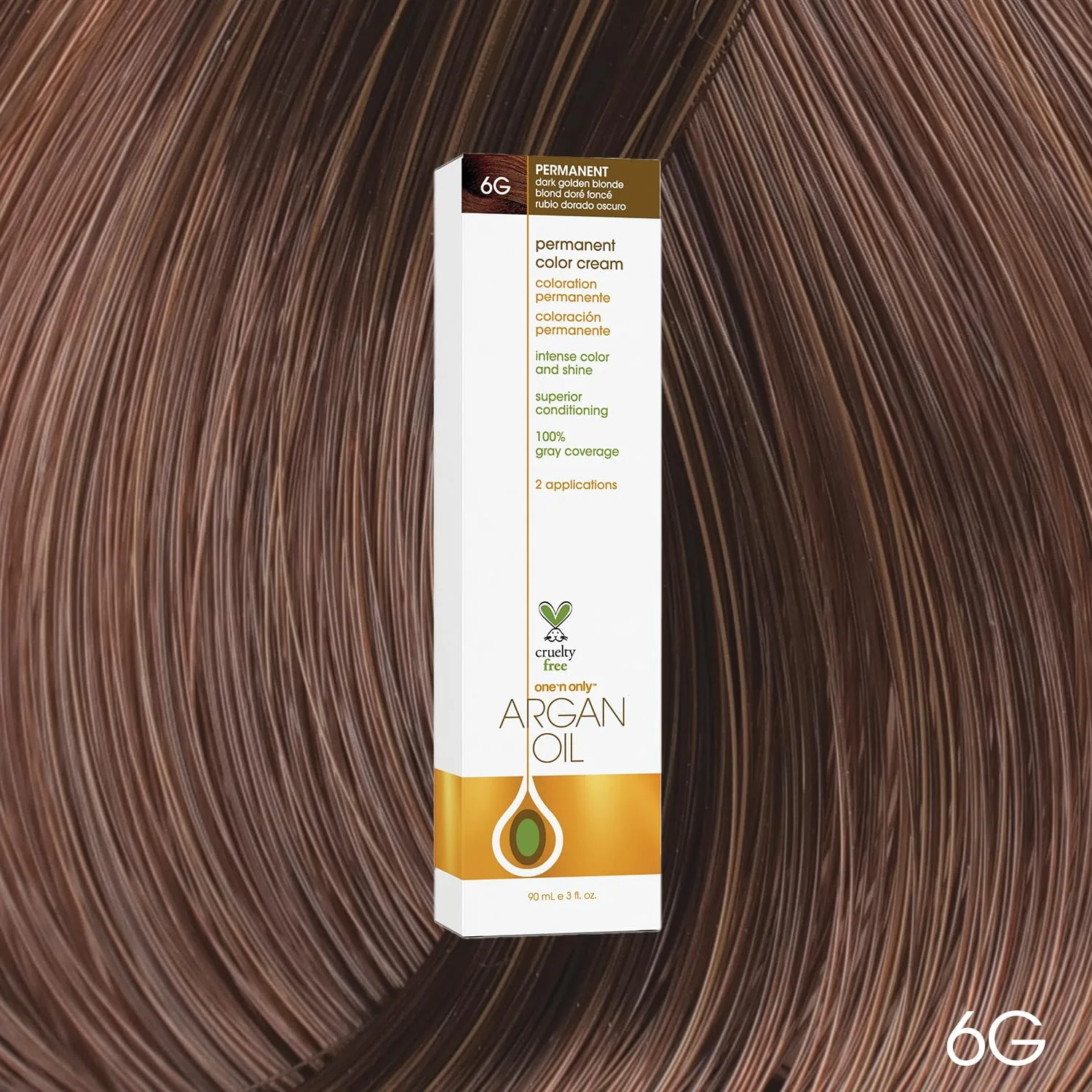 One N' Only Permanent Hair Color - стойкая краска для волос с аргановым маслом, насыщенные тона и маскировка седины, увлажняет и укрепляет, 6G Dark Golden Blonde (85 г) One 'N Only, 6G Dark Golden Blonde — фото 2