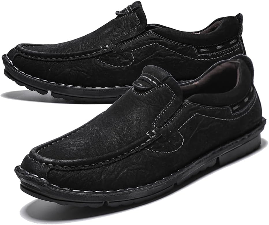 

Мужские повседневные слипоны Maylrvjv, мокасины для вождения, мягкие и удобные кожаные туфли для ежедневной носки, черный