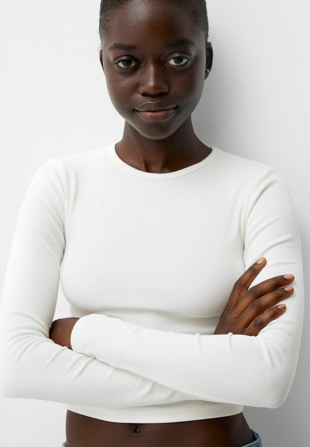 

Рубашка с длинным рукавом LONG SLEEVE Bershka, белый