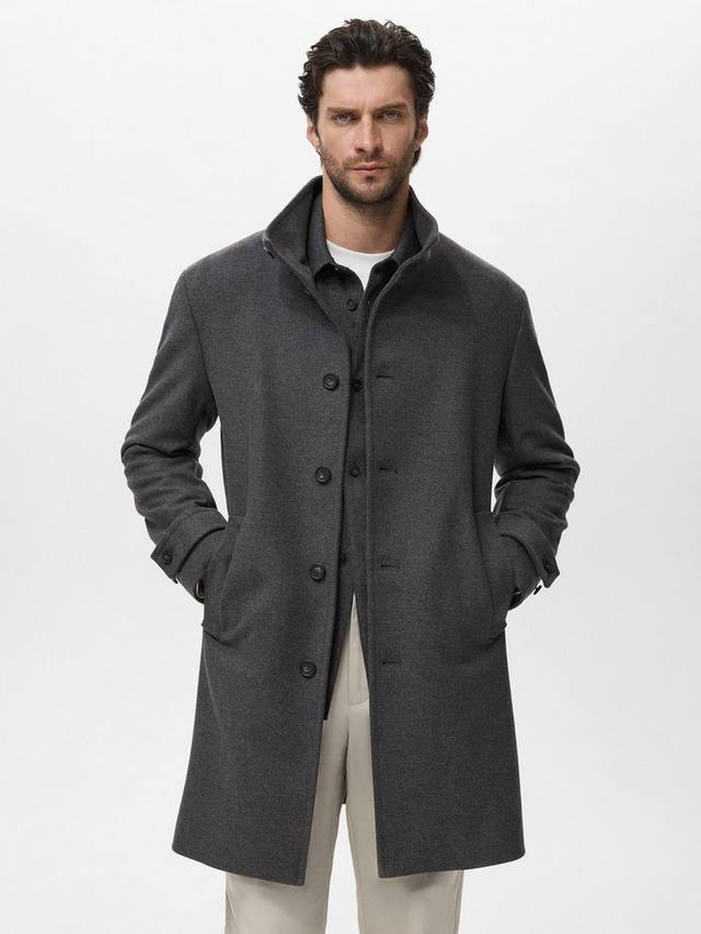 

Шерстяное пальто с воротником-воронкой Mango, Grey